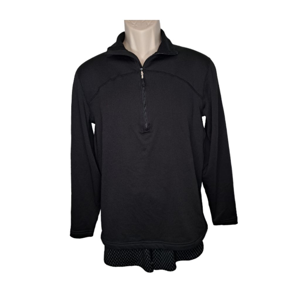Magellan Men's 1/4 Zip Pullover Sweatshirt Black Size Small Grid Thermal
